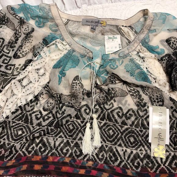 NWT!! Figueroa & Flower Blouse Size Large Beautiful Floral Pattern - Picture 7 of 7